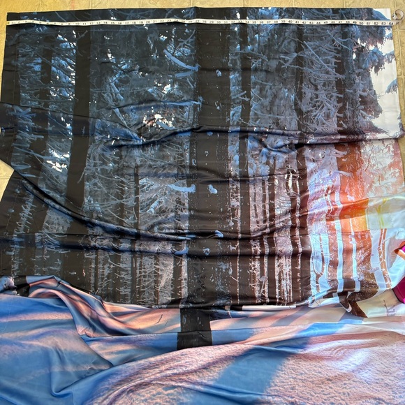 New Winter Wonderland Curtains, One Panel 54”Wx84”L, Sunset in snow-filled woods - Picture 3 of 11